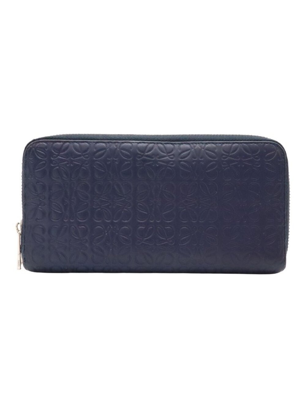 Loewe Repeat Anagram Zippy Wallet Zip Around Leather Navy Silver